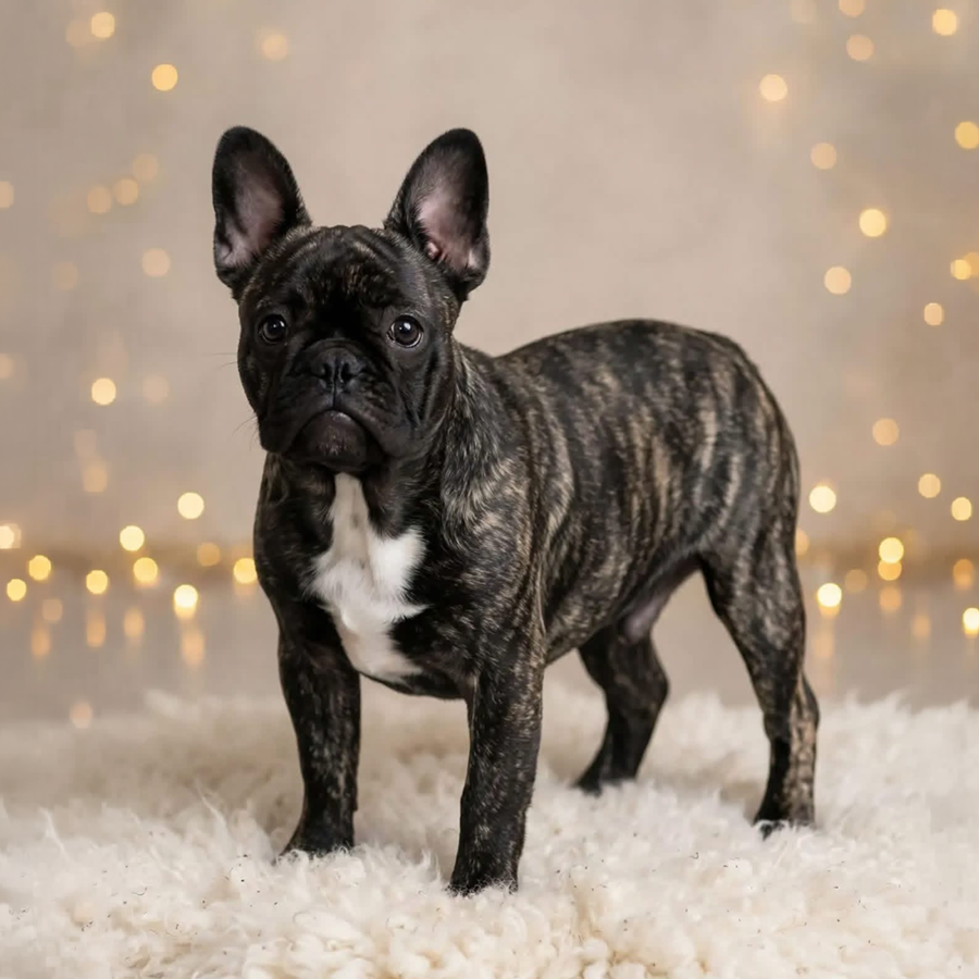 A very handsome standard color reverse brindle French Bulldog puppy in Rome, NY
